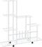 vidaXL - Bloemenstandaard - met - wielen - 94,5x25x92,5 - cm - metaal - wit