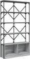 vidaXL - Boekenkast - 100x26x180 - cm - bewerkt - hout - en - metaal - grijs - sonoma