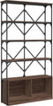 vidaXL - Boekenkast - 100x26x180 - cm - bewerkt - hout - en - metaal - bruin - eiken