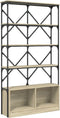 vidaXL - Boekenkast - 100x26x180 - cm - bewerkt - hout - en - metaal - sonoma - eiken