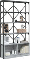 vidaXL - Boekenkast - 100x26x180 - cm - bewerkt - hout - en - metaal - grijs - sonoma