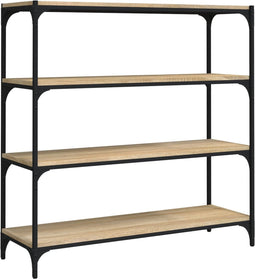 vidaXL - Boekenkast - 100x33x100 - cm - bewerkt - hout - en - staal - sonoma - eiken