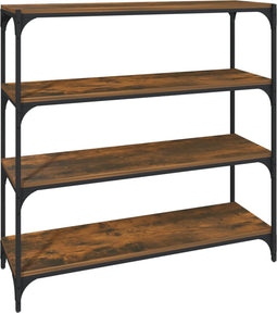 vidaXL - Boekenkast - 100x33x100 - cm - bewerkt - hout - en - staal - gerookt - eiken