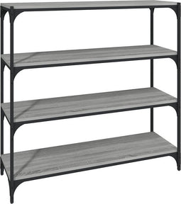 vidaXL - Boekenkast - 100x33x100 - cm - hout - en - staal - grijs - sonoma - eikenkleur