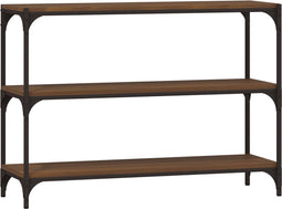 vidaXL - Boekenkast - 100x33x70,5 - cm - bewerkt - hout - en - staal - bruin - eikenkleur