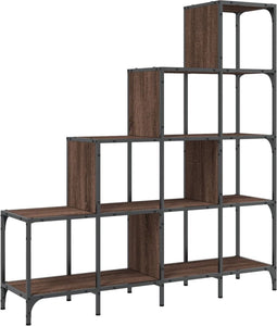 vidaXL - Boekenkast - 122x30x132 - cm - bewerkt - hout - en - metaal - bruin - eiken