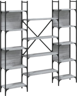 vidaXL - Boekenkast - 155,5x24x166,5 - cm - bewerkt - hout - grijs - sonoma - eiken