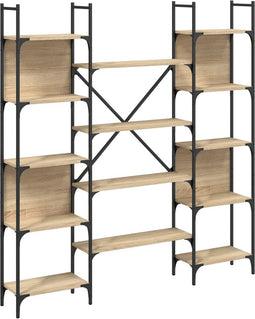 vidaXL - Boekenkast - 155,5x24x166,5 - cm - bewerkt - hout - sonoma - eikenkleurig