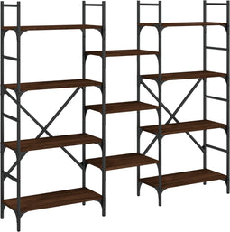 vidaXL - Boekenkast - 160x28,5x136,5 - cm - bewerkt - hout - bruin - eikenkleur