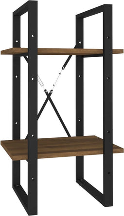 vidaXL - Boekenkast - 2-laags - 40x30x70 - cm - bewerkt - hout - bruin - eikenkleur