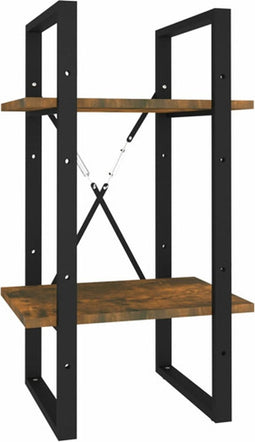 vidaXL - Boekenkast - 2-laags - 40x30x70 - cm - bewerkt - hout - gerookt - eikenkleur