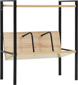 vidaXL - Boekenkast - 2 - schappen - 52x28x59 - cm - bewerkt - hout - zwart - en - eiken