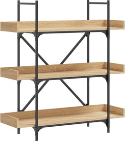 vidaXL - Boekenkast - 3-laags - 100x33x108,5 - cm - bewerkt - hout - sonoma - eiken