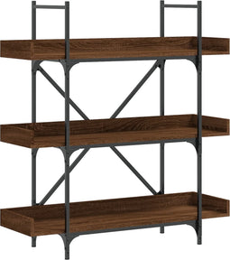 vidaXL - Boekenkast - 3-laags - 100x33x108,5 - cm - bewerkt - hout - bruineikenkleur