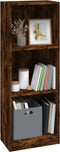 vidaXL - Boekenkast - 3-laags - 40x24x109 - cm - bewerkt - hout - gerookt - eikenkleur