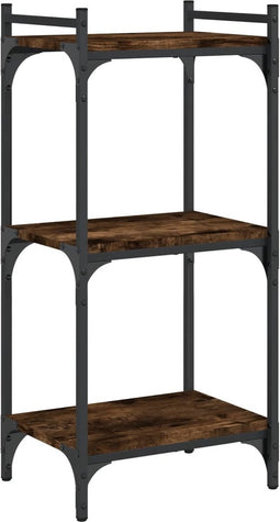 vidaXL - Boekenkast - 3-laags - 40x30x86 - cm - bewerkt - hout - gerookt - eikenkleur