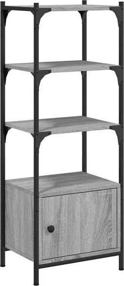 vidaXL - Boekenkast - 3-laags - 41x30x109,5 - cm - bewerkt - hout - grijs - sonoma