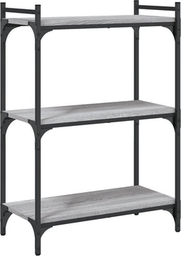 vidaXL - Boekenkast - 3-laags - 60x30x86 - cm - bewerkt - hout - grijs - sonoma - eiken