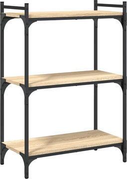 vidaXL - Boekenkast - 3-laags - 60x30x86 - cm - bewerkt - hout - sonoma - eikenkleurig