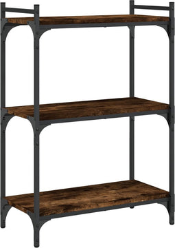 vidaXL - Boekenkast - 3-laags - 60x30x86 - cm - bewerkt - hout - gerookt - eikenkleur