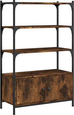 vidaXL - Boekenkast - 3-laags - 70x30x109,5 - cm - bewerkt - hout - gerookt - eiken