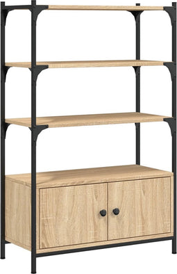 vidaXL - Boekenkast - 3-laags - 70x30x109,5 - cm - bewerkt - hout - sonoma - eiken