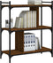 vidaXL - Boekenkast - 3-laags - 76x32x88 - cm - bewerkt - hout - bruin - eikenkleur