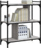 vidaXL - Boekenkast - 3-laags - 76x32x88 - cm - bewerkt - hout - grijs - sonoma