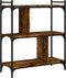 vidaXL - Boekenkast - 3-laags - 76x32x88 - cm - bewerkt - hout - gerookt - eikenkleur