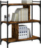 vidaXL - Boekenkast - 3-laags - 76x32x88 - cm - bewerkt - hout - gerookt - eikenkleur