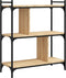 vidaXL - Boekenkast - 3-laags - 76x32x88 - cm - bewerkt - hout - sonoma - eikenkleurig