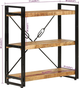 vidaXL - Boekenkast - 3-laags - 77x30x80 - cm - massief - mangohout - en - ijzer