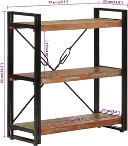 vidaXL - Boekenkast - 3-laags - 77x30x80 - cm - massief - recycled - hout - en - ijzer