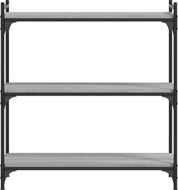 vidaXL - Boekenkast - 3-laags - 80x30x86 - cm - bewerkt - hout - grijs - sonoma