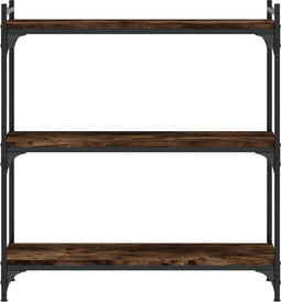 vidaXL - Boekenkast - 3-laags - 80x30x86 - cm - bewerkt - hout - gerookt - eikenkleur