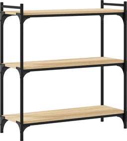 vidaXL - Boekenkast - 3-laags - 80x30x86 - cm - bewerkt - hout - sonoma - eikenkleurig