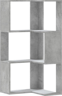 vidaXL - Boekenkast - 3-laags - hoek - 50x50x102 - cm - bewerkt - hout - betongrijs