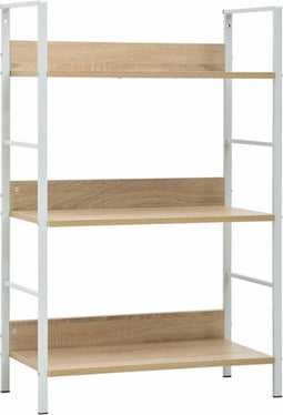 vidaXL - Boekenkast - 3 - schappen - 60x27,6x90,5 - cm - bewerkt - hout - eikenkleurig