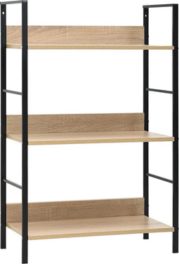 vidaXL - Boekenkast - 3 - schappen - 60x27,6x90,5 - cm - bewerkt - hout - eikenkleurig
