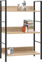 vidaXL - Boekenkast - 3 - schappen - 60x27,6x90,5 - cm - bewerkt - hout - eikenkleurig