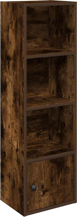 vidaXL - Boekenkast - 31x24x102 - cm - bewerkt - hout - gerookt - eikenkleurig