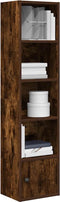 vidaXL - Boekenkast - 31x24x127 - cm - bewerkt - hout - gerookt - eikenkleurig