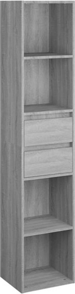 vidaXL - Boekenkast - 36x30x171 - cm - bewerkt - hout - grijs - sonoma - eikenkleurig