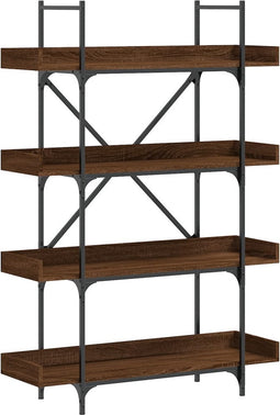vidaXL - Boekenkast - 4-laags - 100x33x145,5 - cm - bewerkt - hout - bruineikenkleur