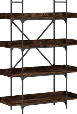 vidaXL - Boekenkast - 4-laags - 100x33x145,5 - cm - bewerkt - hout - gerookt - eiken