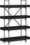 vidaXL - Boekenkast - 4-laags - 100x33x145,5 - cm - bewerkt - hout - zwart
