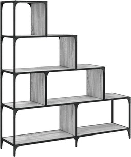 vidaXL - Boekenkast - 4-laags - 139x33,5x149 - cm - bewerkt - hout - grijs - sonoma