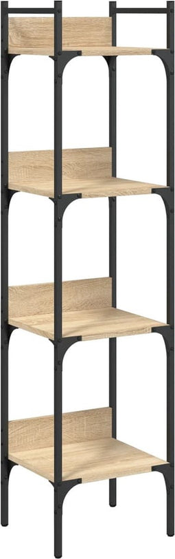 vidaXL - Boekenkast - 4-laags - 35x30x138,5 - cm - bewerkt - hout - sonoma - eiken