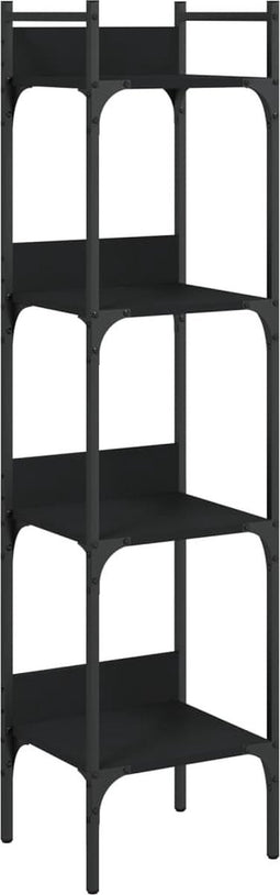 vidaXL - Boekenkast - 4-laags - 35x30x138,5 - cm - bewerkt - hout - zwart