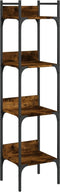 vidaXL - Boekenkast - 4-laags - 35x30x138,5 - cm - bewerkt - hout - gerookt - eiken